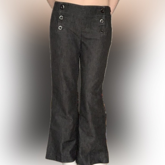 Size 4 Tall | Wide Leg Sailor Side Zip Jeans | Kenneth Cole Reaction | Charcoal - Picture 15 of 15
